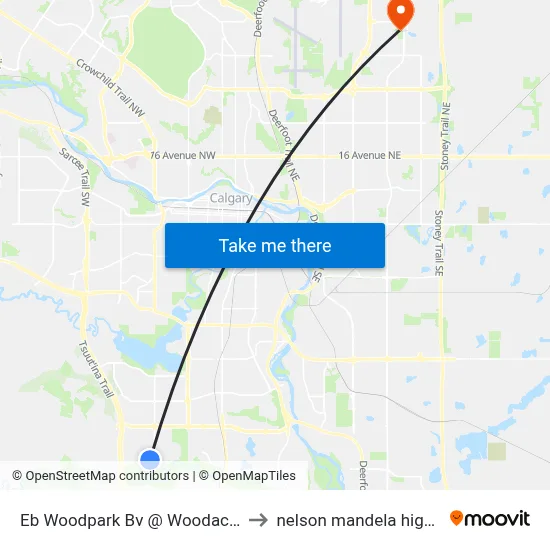 Eb Woodpark Bv @ Woodacres Dr SW to nelson mandela high school map