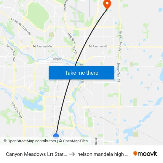 Canyon Meadows Lrt Station Eb to nelson mandela high school map