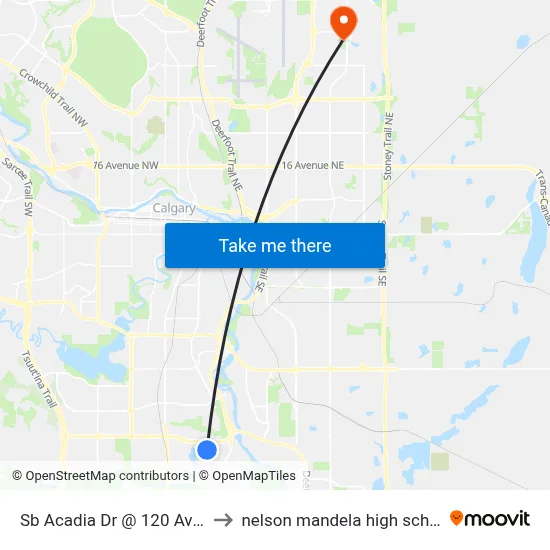 Sb Acadia Dr @ 120 Av SE to nelson mandela high school map