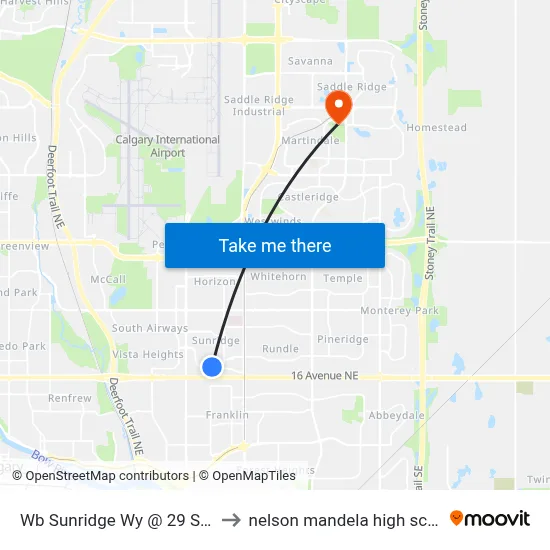 Wb Sunridge Wy @ 29 St NE to nelson mandela high school map