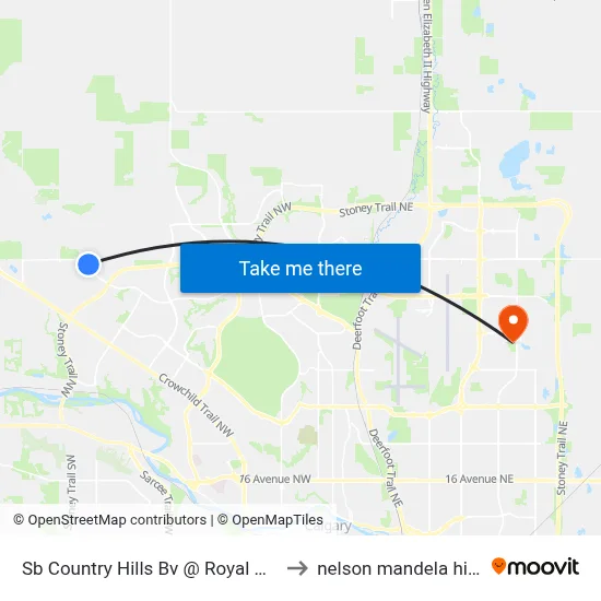 Sb Country Hills Bv @ Royal Oak Centre NW to nelson mandela high school map