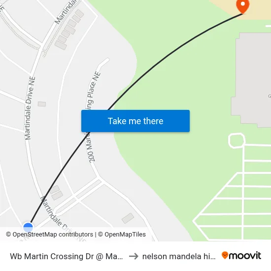 Wb Martin Crossing Dr @ Martindale Dr NE to nelson mandela high school map