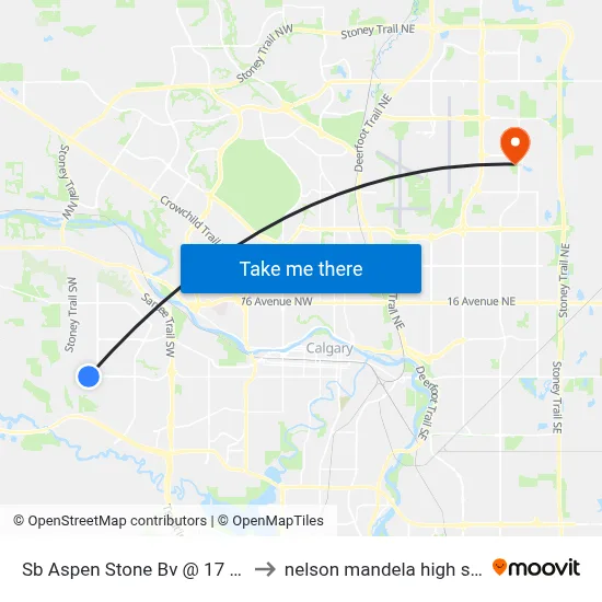 Sb Aspen Stone Bv @ 17 Av SW to nelson mandela high school map