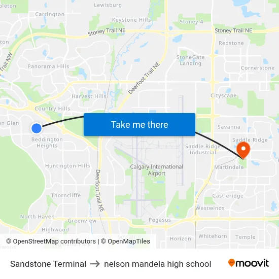 Sandstone Terminal to nelson mandela high school map