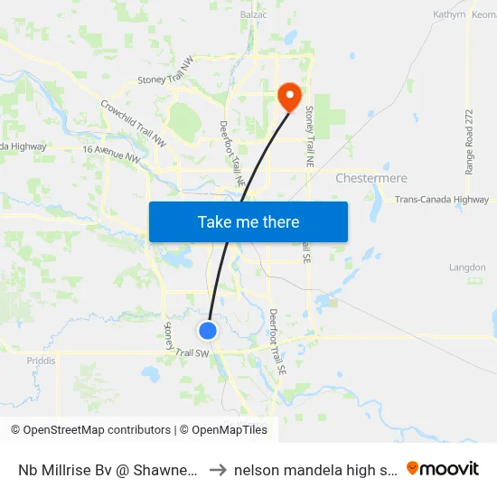 Nb Millrise Bv @   Shawnessy Bv to nelson mandela high school map