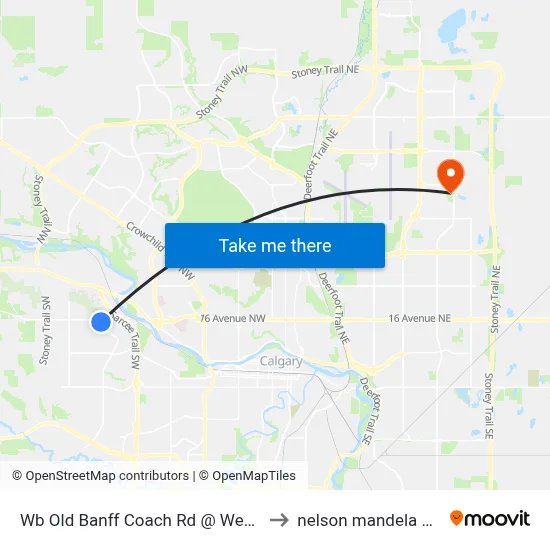 Wb Old Banff Coach Rd @ West Springs Ga SW to nelson mandela high school map