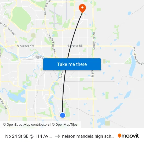 Nb 24 St SE @ 114 Av SE to nelson mandela high school map