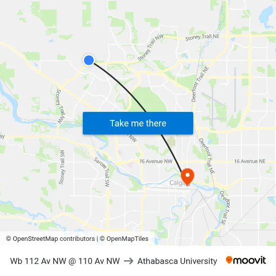 Wb 112 Av NW @ 110 Av NW to Athabasca University map