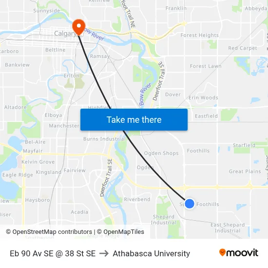 Eb 90 Av SE @ 38 St SE to Athabasca University map