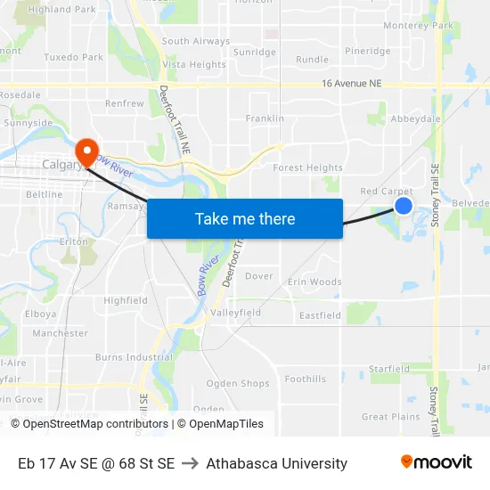 Eb 17 Av SE @ 68 St SE to Athabasca University map
