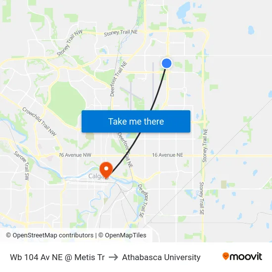 Wb 104 Av NE @ Metis Tr to Athabasca University map