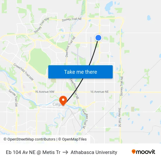 Eb 104 Av NE @ Metis Tr to Athabasca University map