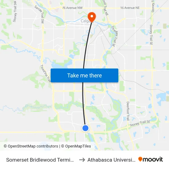 Somerset Bridlewood Terminal to Athabasca University map