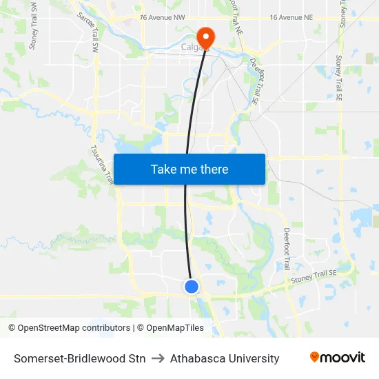 Somerset-Bridlewood Stn to Athabasca University map