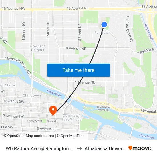 Wb Radnor Ave @ Remington Road to Athabasca University map