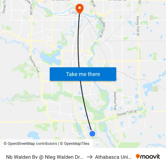 Nb Walden Bv @ Nleg Walden Dr SE Midblk to Athabasca University map