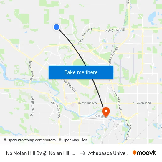 Nb Nolan Hill Bv @ Nolan Hill Dr NW to Athabasca University map