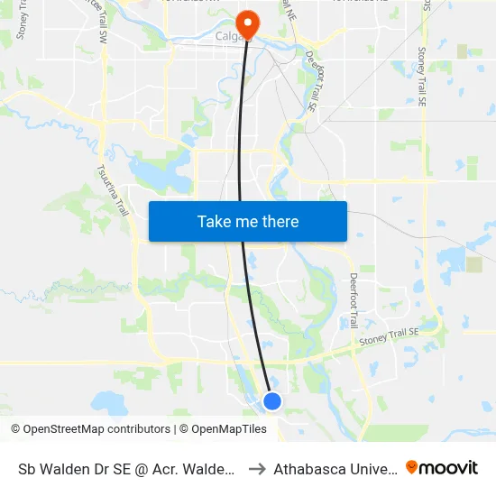 Sb Walden Dr SE @ Acr. Walden Tc SE to Athabasca University map
