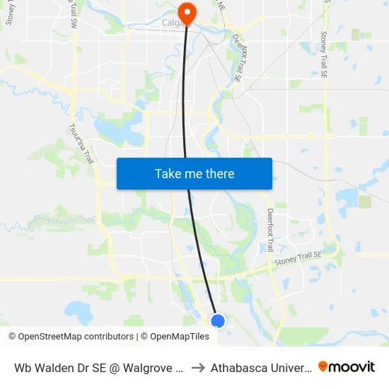 Wb Walden Dr SE @ Walgrove St SE to Athabasca University map