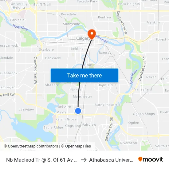 Nb Macleod Tr @ S. Of 61 Av SW to Athabasca University map