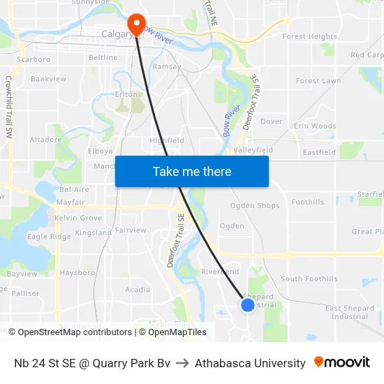 Nb 24 St SE @ Quarry Park Bv to Athabasca University map
