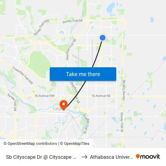 Sb Cityscape Dr @ Cityscape Mr NE to Athabasca University map