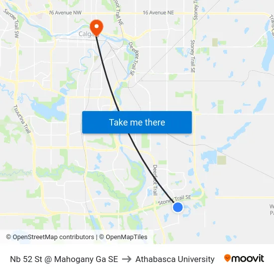 Nb 52 St @ Mahogany Ga SE to Athabasca University map