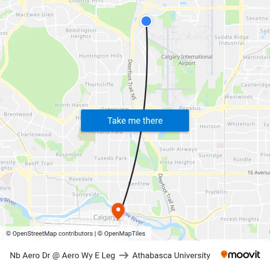 Nb Aero Dr @ Aero Wy E Leg to Athabasca University map