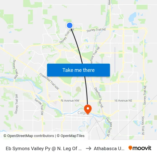 Eb Symons Valley Py @ N. Leg Of Evanston Wy NW to Athabasca University map