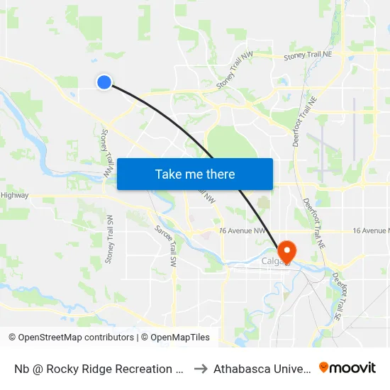 Nb @ Rocky Ridge Recreation Centre to Athabasca University map