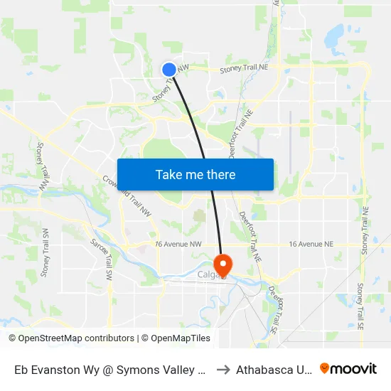 Eb Evanston Wy @ Symons Valley Py (South Leg)  NW to Athabasca University map
