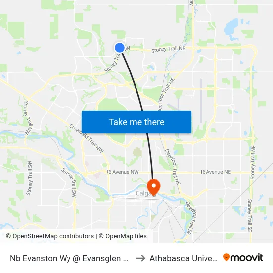 Nb Evanston Wy @ Evansglen  Ld NW to Athabasca University map