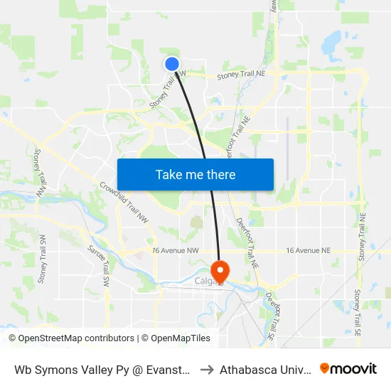 Wb Symons Valley Py @ Evanston Li NW to Athabasca University map