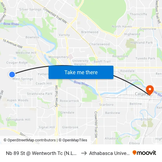 Nb 89 St @ Wentworth Tc (N.Leg) SW to Athabasca University map