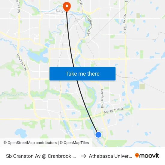 Sb Cranston Av @ Cranbrook Ht SE to Athabasca University map