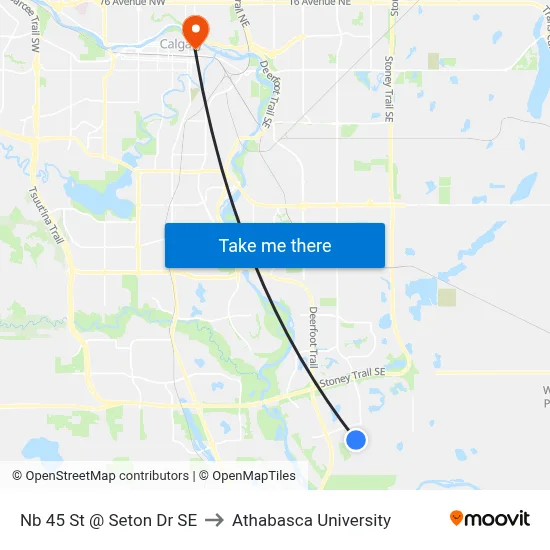 Nb 45 St @ Seton Dr SE to Athabasca University map