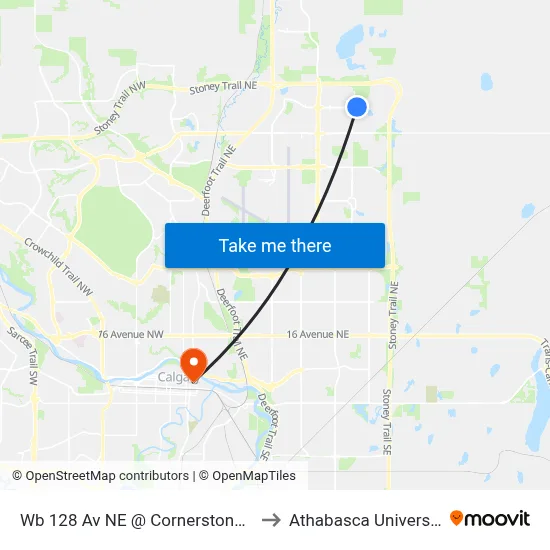 Wb 128 Av NE @ Cornerstone St to Athabasca University map