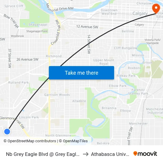 Nb Grey Eagle Blvd @ Grey Eagle Dr SW to Athabasca University map