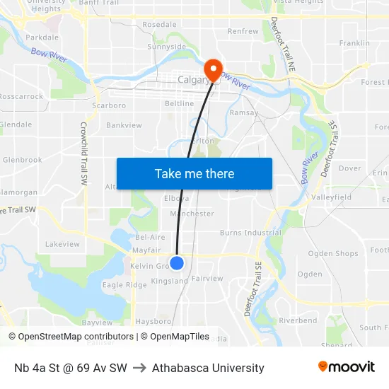 Nb 4a St @ 69 Av SW to Athabasca University map