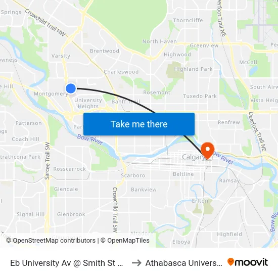 Eb University Av @ Smith St NW to Athabasca University map