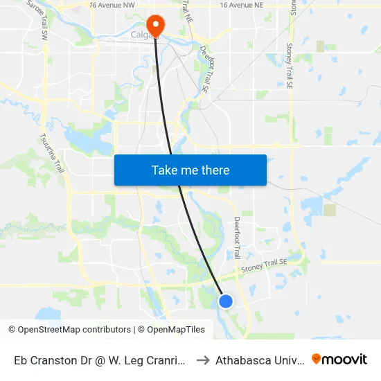 Eb Cranston Dr @ W. Leg Cranridge Ht SE to Athabasca University map