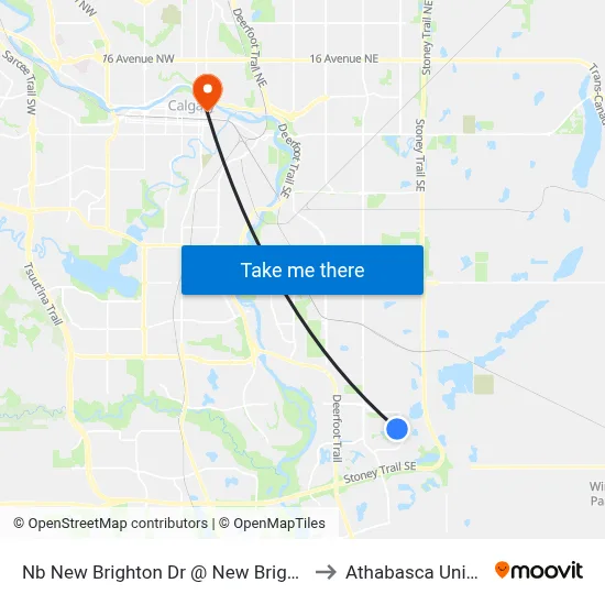 Nb New Brighton Dr @ New Brighton Av SE to Athabasca University map