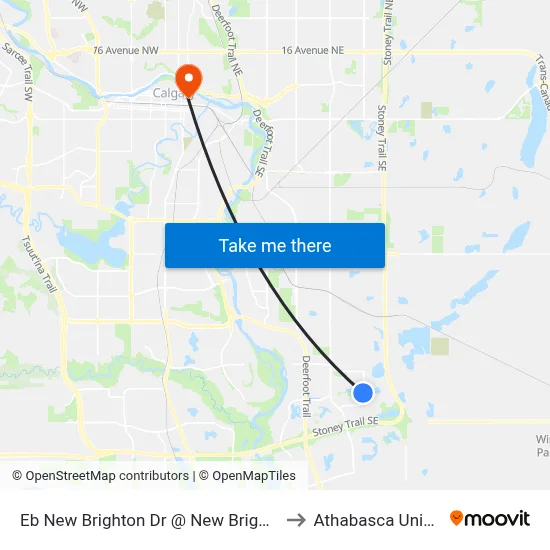 Eb New Brighton Dr @ New Brighton Gv SE to Athabasca University map