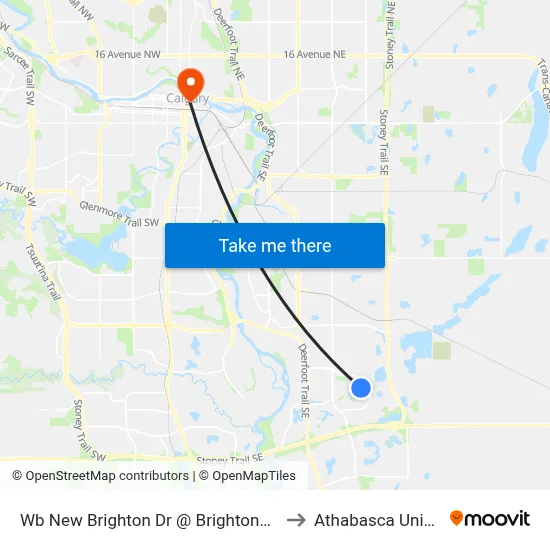 Wb New Brighton Dr @ Brightoncrest Pt SE to Athabasca University map