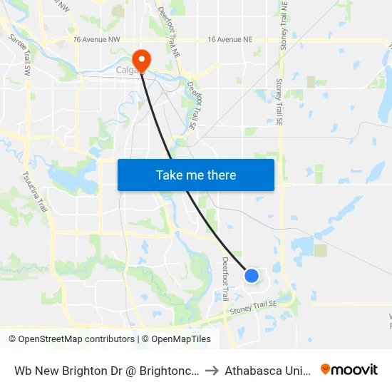 Wb New Brighton Dr @ Brightoncrest Mr SE to Athabasca University map