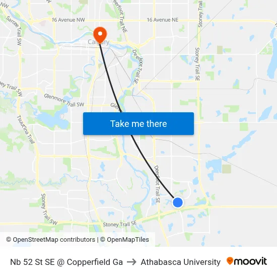 Nb 52 St SE @ Copperfield Ga to Athabasca University map