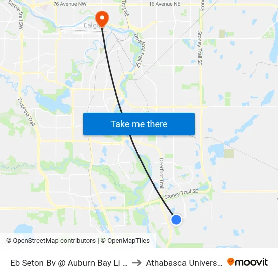 Eb Seton Bv @ Auburn Bay Li SE to Athabasca University map