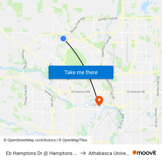 Eb Hamptons Dr @ Hamptons Li NW to Athabasca University map