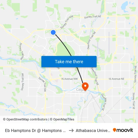 Eb Hamptons Dr @ Hamptons Ht NW to Athabasca University map