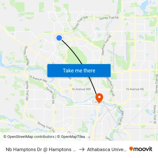 Nb Hamptons Dr @ Hamptons Bv NW to Athabasca University map